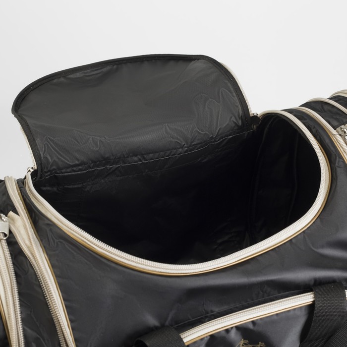 Сумка дорожная на молнии, 1 отдел, 3 наружных кармана, длинный ремень, чёрная