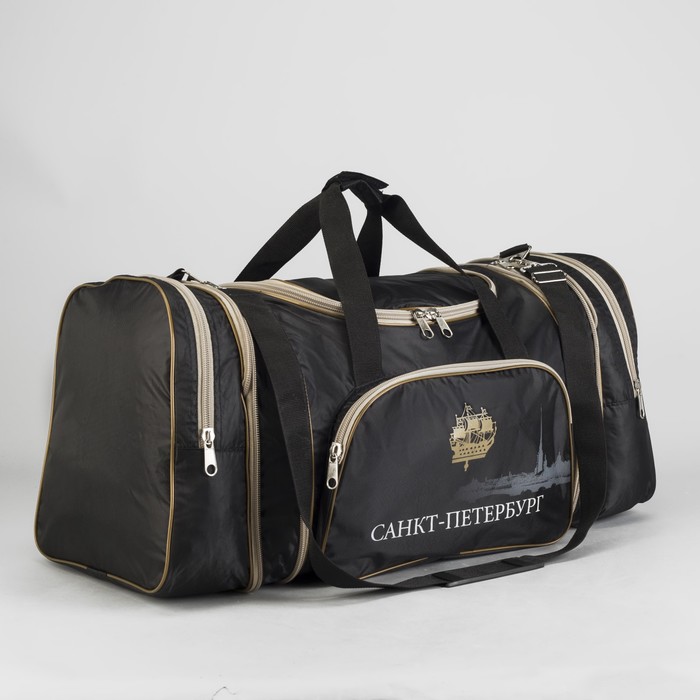 Сумка дорожная на молнии, 1 отдел, 3 наружных кармана, длинный ремень, чёрная