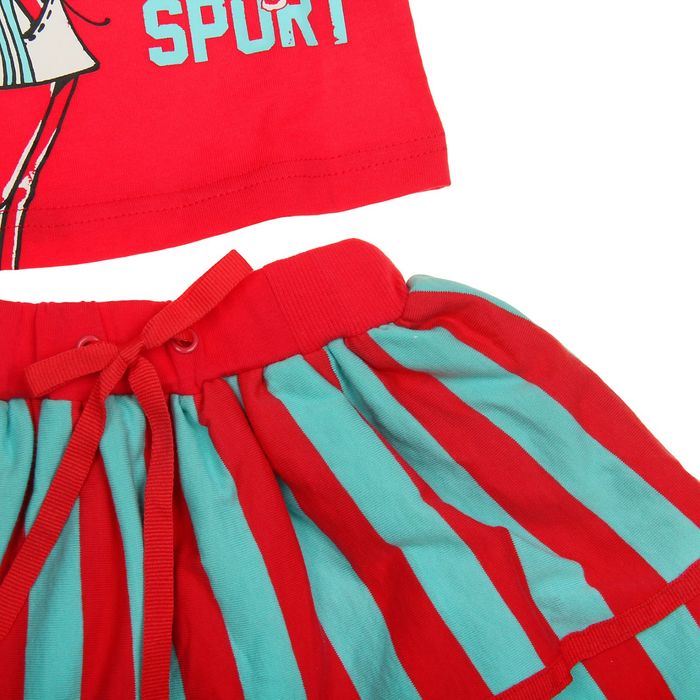 Комплект для девочек (футболка + юбка), рост 92-98 см, возраст 2 года, цвет малиновый