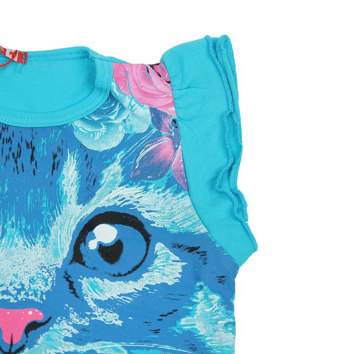 Комплект для девочек (футболка + юбка), рост 92-98 см, возраст 2 года, цвет бирюзовый