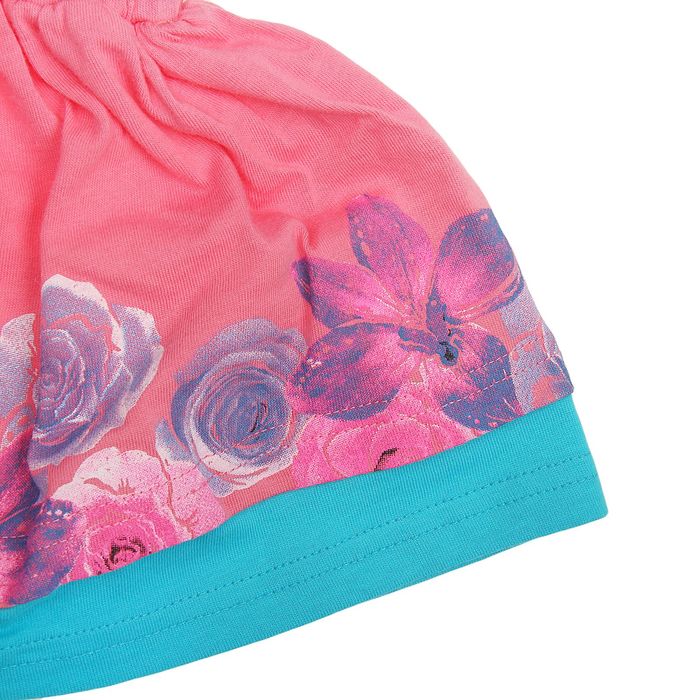 Комплект для девочек (футболка + юбка), рост 92-98 см, возраст 2 года, цвет бирюзовый