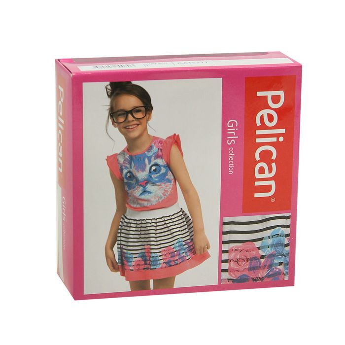 Комплект для девочек (футболка + юбка), рост 92-98 см, возраст 2 года, цвет бирюзовый