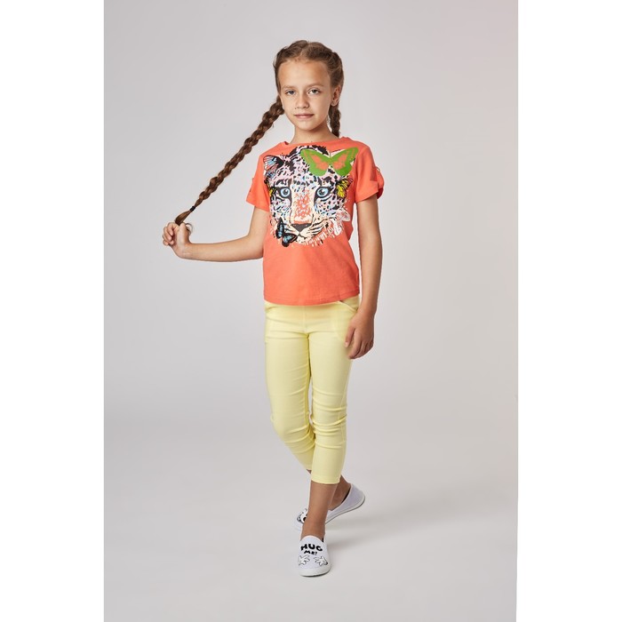 Футболка для девочек, рост 128-134 см, возраст 8 лет, цвет коралловый