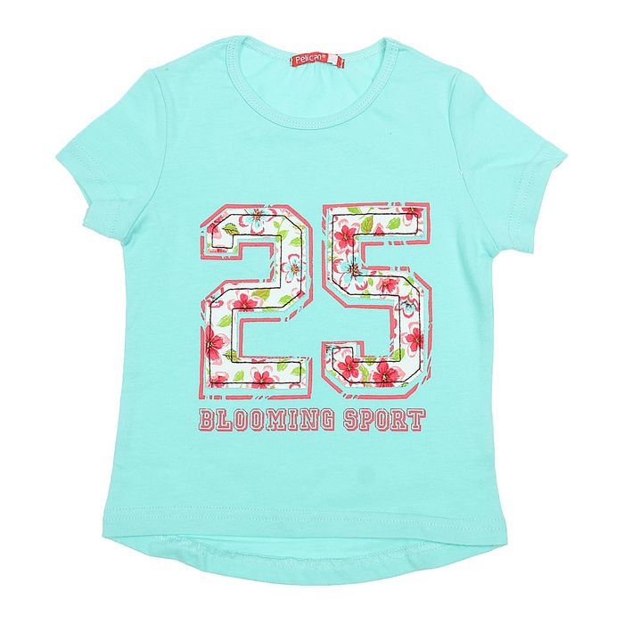 Футболка для девочек, рост 86-92 см, возраст 1 год, цвет нежно-голубой