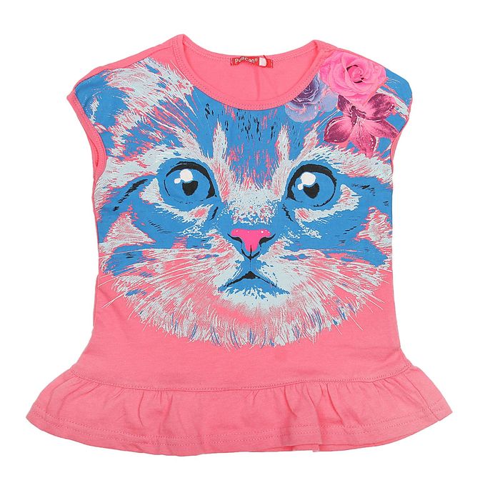 Футболка для девочек, рост 86-92 см, возраст 1 год, цвет ярко-розовый