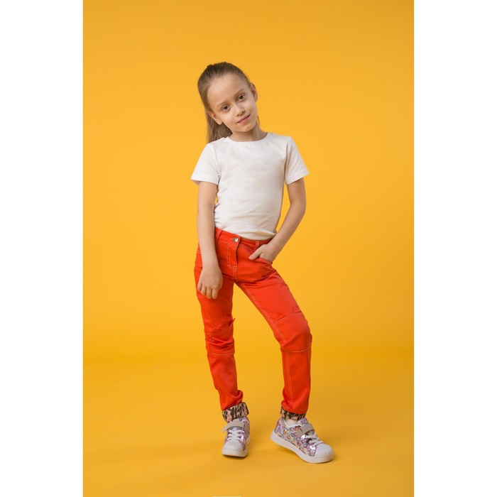 Брюки для девочек, рост 110-116 см, возраст 5 лет, цвет красный