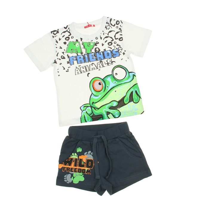 Комплект для мальчиков (футболка + шорты), рост 86-92 см, возраст 1 год, цвет белый