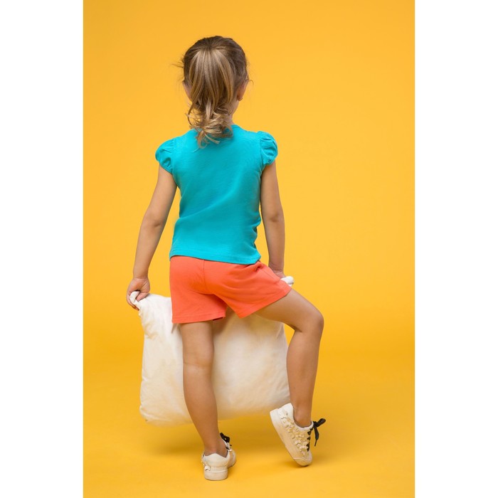 Комплект для девочек (футболка + шорты), рост 104-110 см, возраст 4 года, цвет бирюзовый