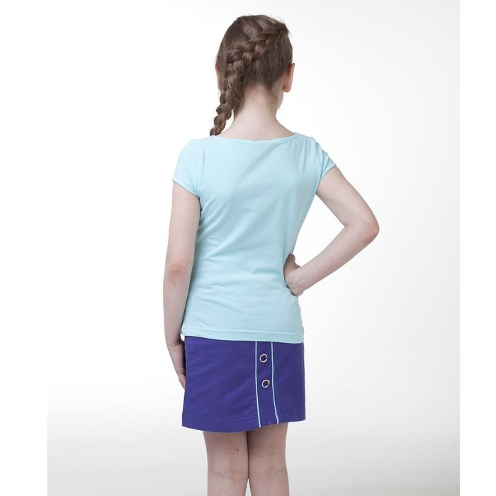 Комплект для девочек (футболка + юбка), рост 122-128 см, возраст 7 лет, цвет нежно-голубой