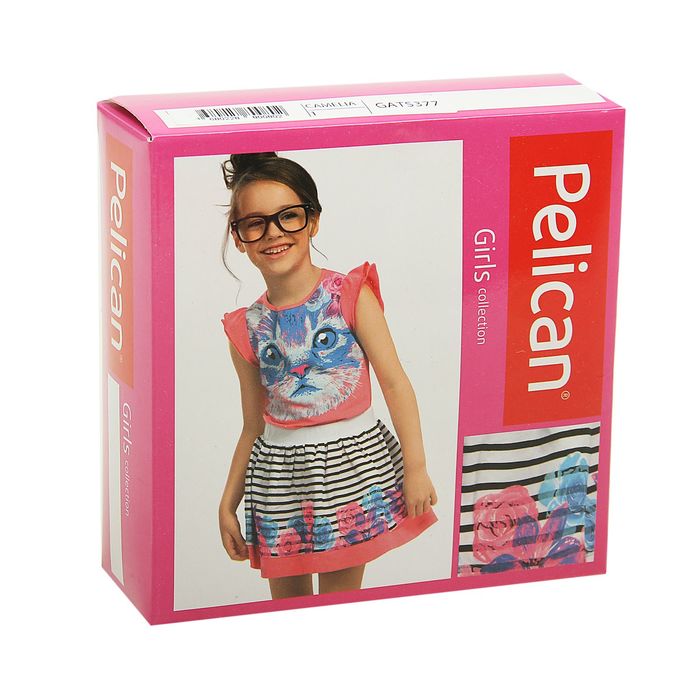 Комплект для девочек (футболка + юбка), рост 104-110 см, возраст 4 года, цвет ярко-розовый