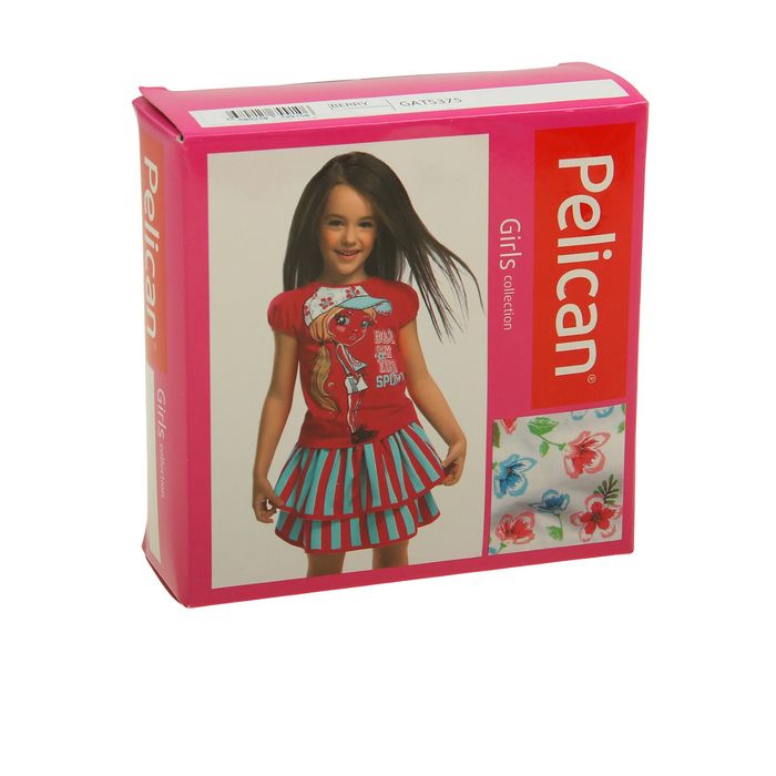 Комплект для девочек (футболка + юбка), рост 98-104 см, возраст 3 года, цвет малиновый