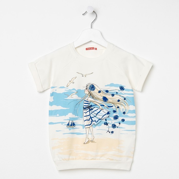 Футболка для девочки, рост 104-110 см, цвет белый