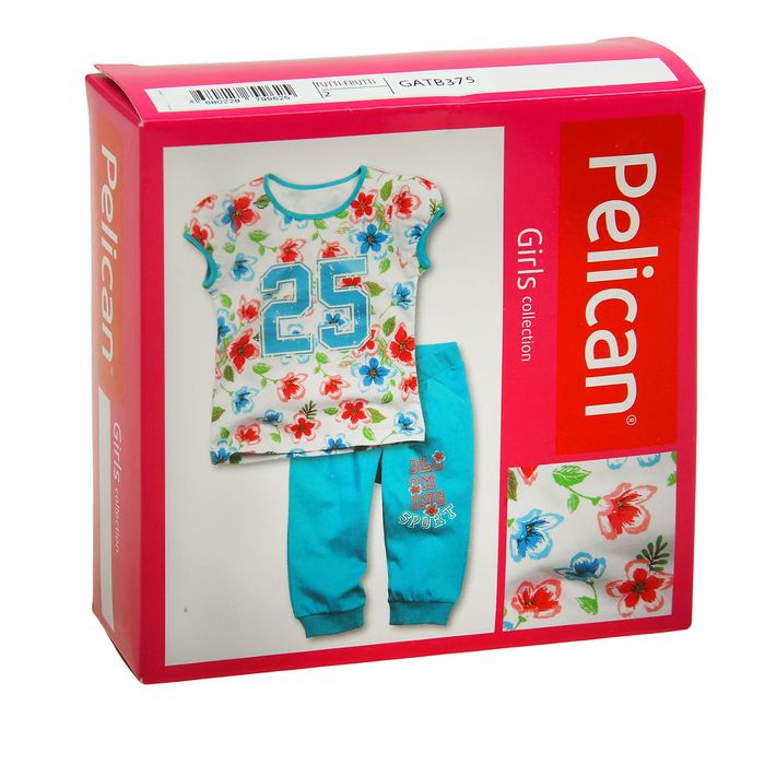 Комплект для девочек (футболка + бриджи), рост 86-92 см, возраст 1 год, цвет бирюзовый
