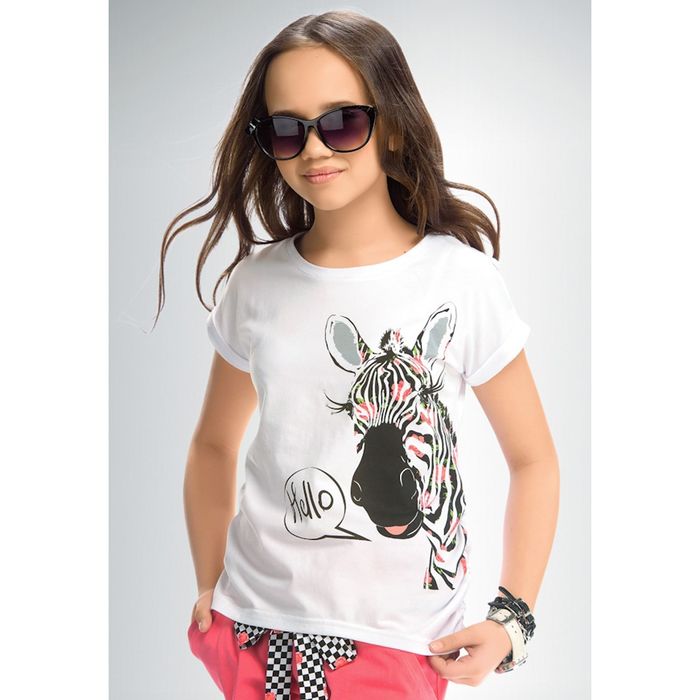 Футболка для девочек, рост 122-128 см, возраст 7 лет, цвет белый