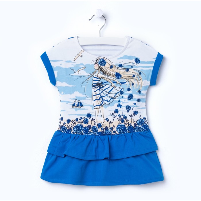 Платье для девочек, рост 92-98 см, возраст 2 года, цвет голубой