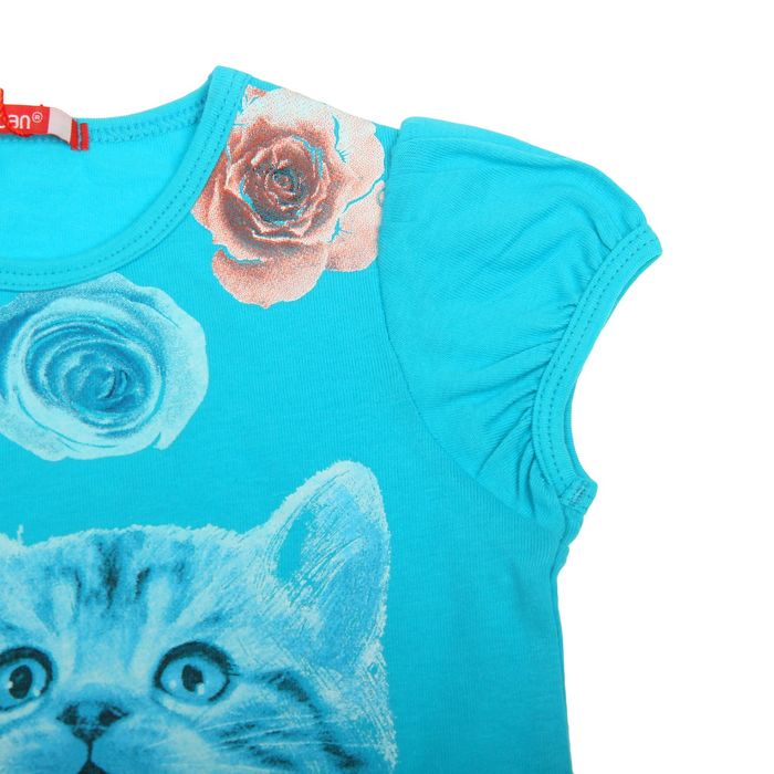 Комплект для девочек (футболка + шорты), рост 92-98 см, возраст 2 года, цвет бирюзовый