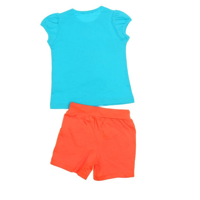 Комплект для девочек (футболка + шорты), рост 92-98 см, возраст 2 года, цвет бирюзовый