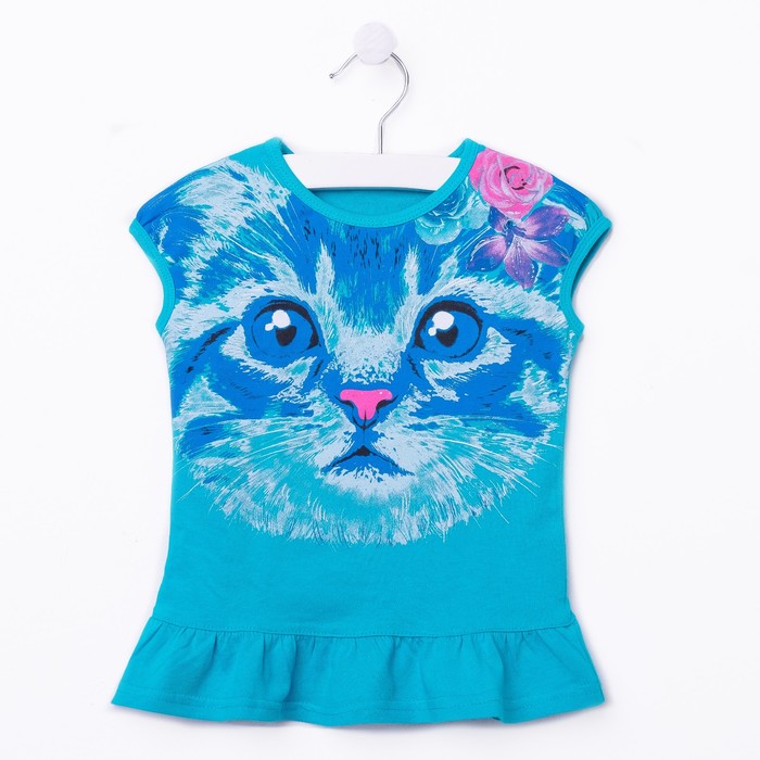 Футболка для девочек, рост 98-104 см, возраст 3 года, цвет бирюзовый