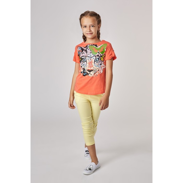 Футболка для девочек, рост 116-122 см, возраст 6 лет, цвет коралловый