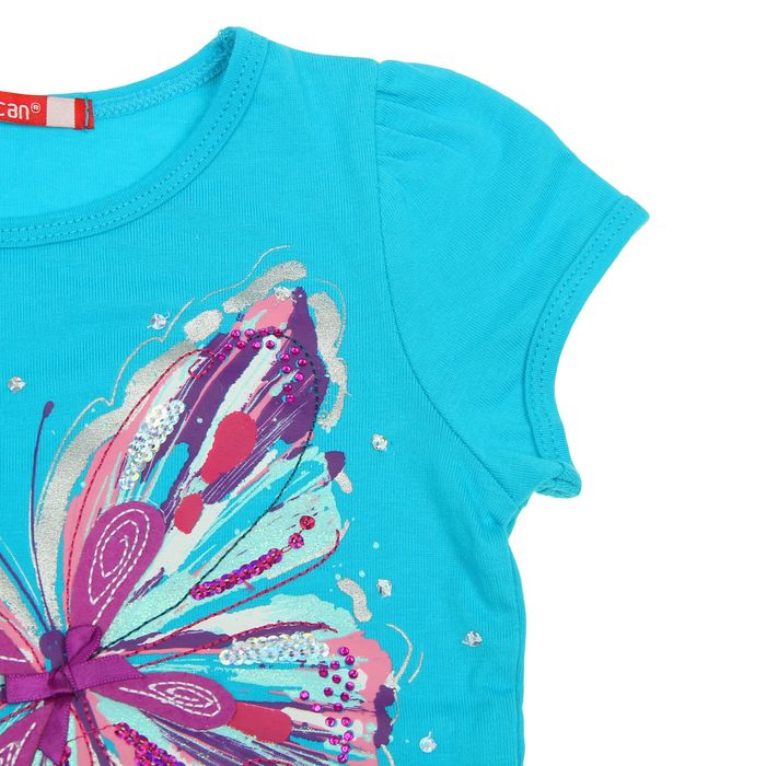 Комплект для девочек (футболка + шорты), рост 92-98 см, возраст 2 года, цвет бирюзовый