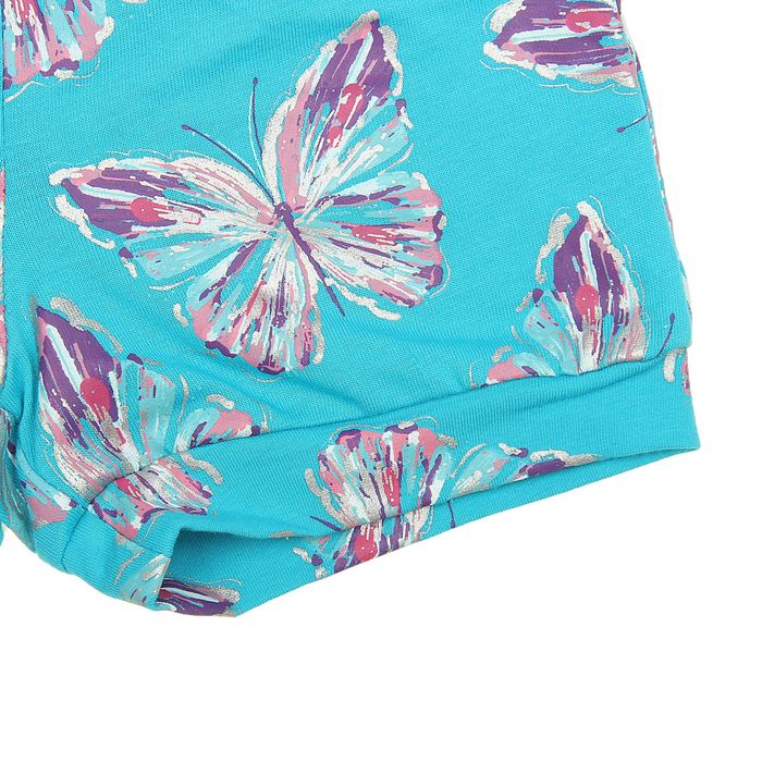 Комплект для девочек (футболка + шорты), рост 92-98 см, возраст 2 года, цвет бирюзовый