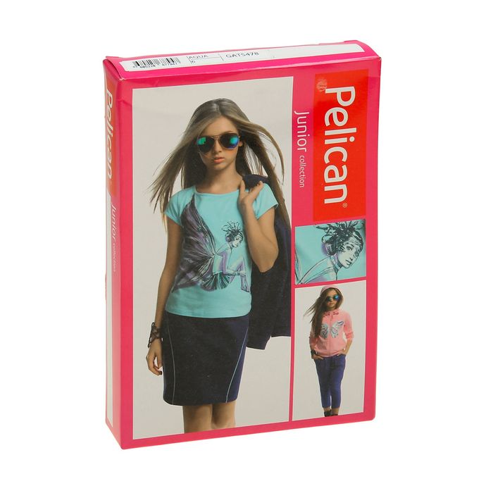 Комплект для девочек (футболка + юбка), рост 116-122 см, возраст 6 лет, цвет нежно-голубой