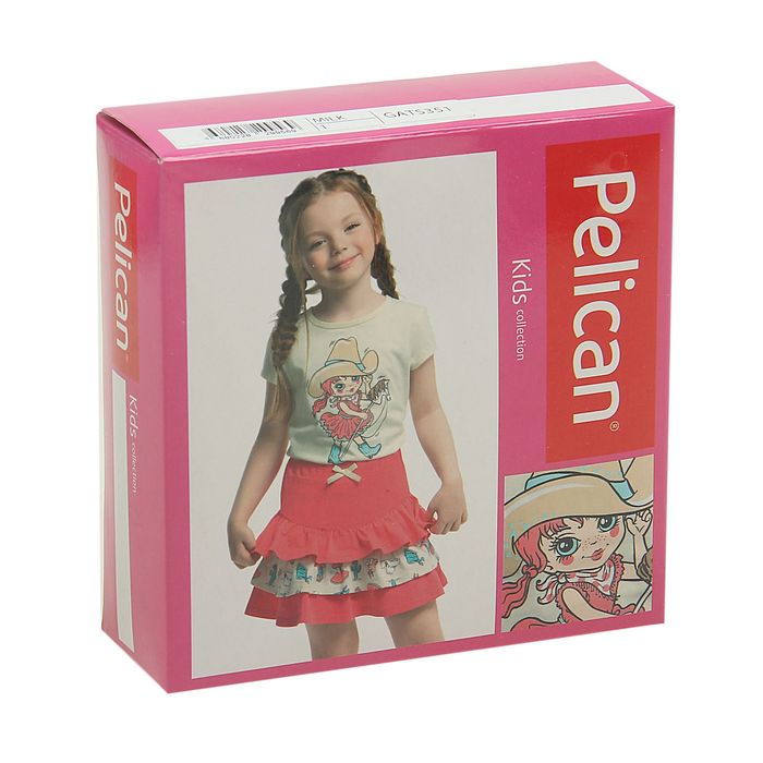 Комплект для девочек (футболка + юбка), рост 92-98 см, возраст 2 года, цвет кремовый