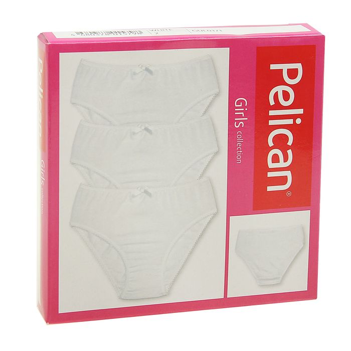 Комплект трусов для девочек 3 шт, возраст 6 лет, цвет белый