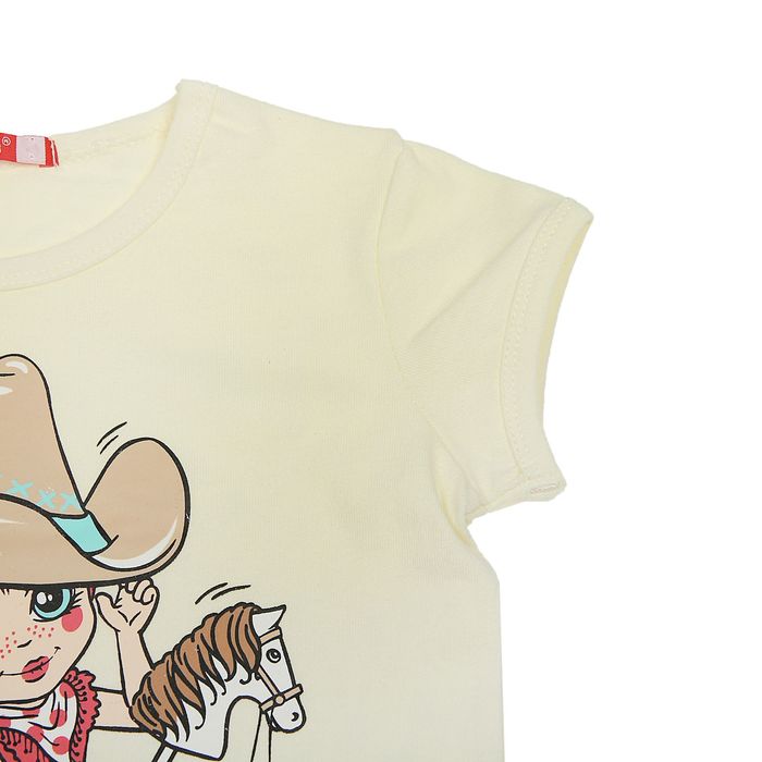 Комплект для девочек (футболка + юбка), рост 86-92 см, возраст 1 год, цвет кремовый