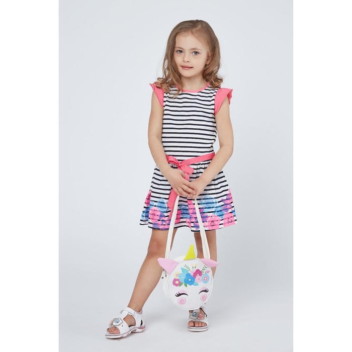 Платье для девочек, рост 110-116 см, возраст 5 лет, цвет белый в чёрную полоску