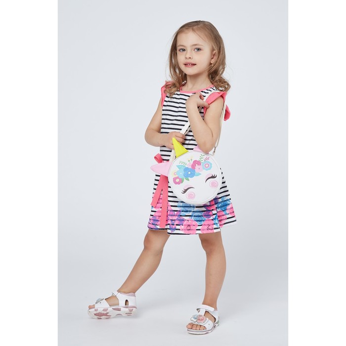 Платье для девочек, рост 110-116 см, возраст 5 лет, цвет белый в чёрную полоску