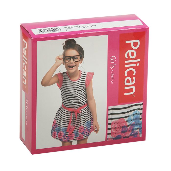 Платье для девочек, рост 110-116 см, возраст 5 лет, цвет белый в чёрную полоску