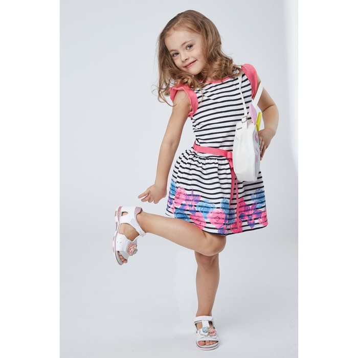 Платье для девочек, рост 86-92 см, возраст 1 год, цвет белый в чёрную полоску