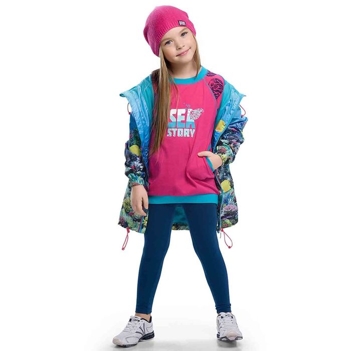 Комплект для девочек (лосины + туника), рост 86-92 см, возраст 1 год, цвет розовый