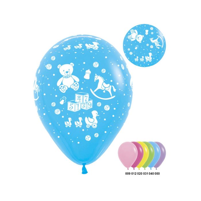 Шар латексный 12" "Новорождённый", 2-сторонний рисунок, пастель, набор 50 шт., цвета МИКС