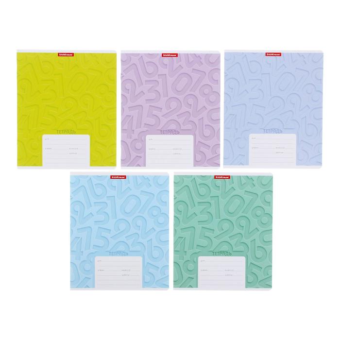 Тетрадь 12 листов клетка "Типографика. Цифры", картонная обложка, микс