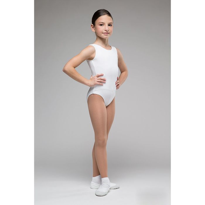 Купальник гимнастический "Репетиция", на лямках, размер 36, цвет белый