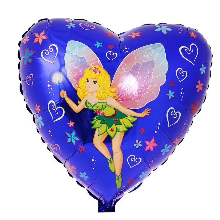 Шар фольгированный 18" "Девочка фея на синем", сердце