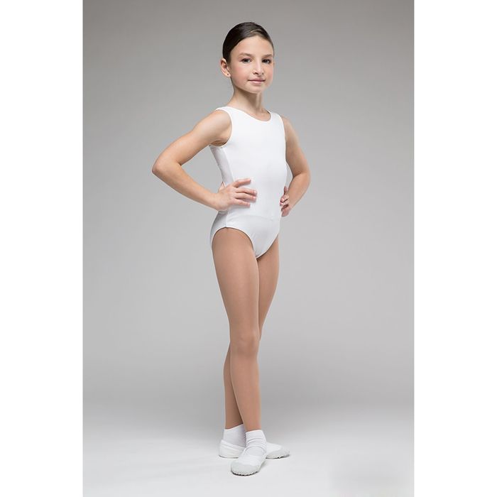 Купальник гимнастический "Репетиция", на лямках, размер 32, цвет белый