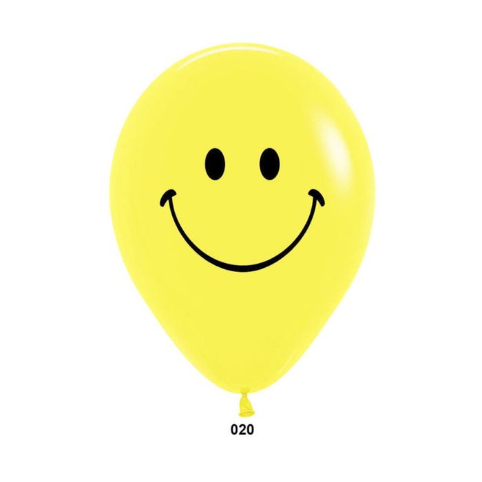 Шар латексный 12" "Смайл", 2-сторонний рисунок, пастель, набор 50 шт., цвет жёлтый