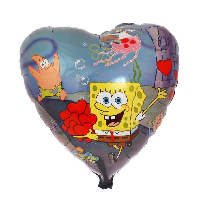 Шар фольгированный 18" "Губка Боб с сердцами", сердце