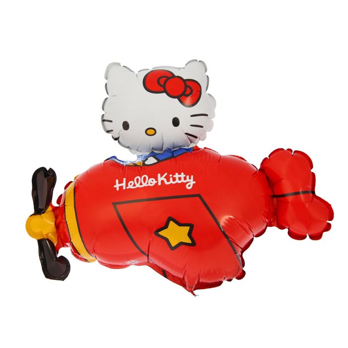 Шар фольгированный 14" Hello Kitty "Самолёт" для палочки, цвет красный