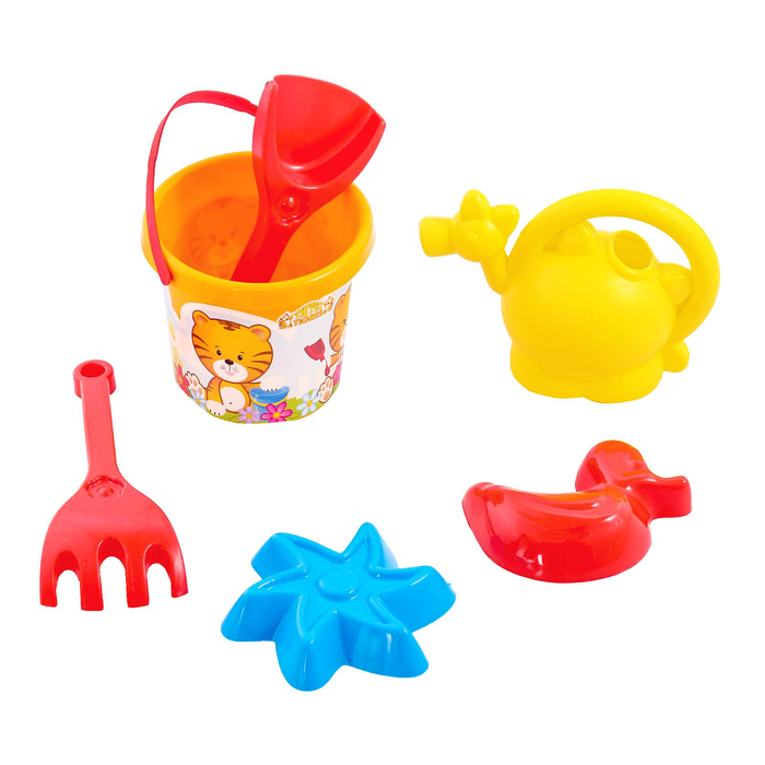 Набор для песка "Тигрёнок" с лейкой, 6 элементов, цвета МИКС