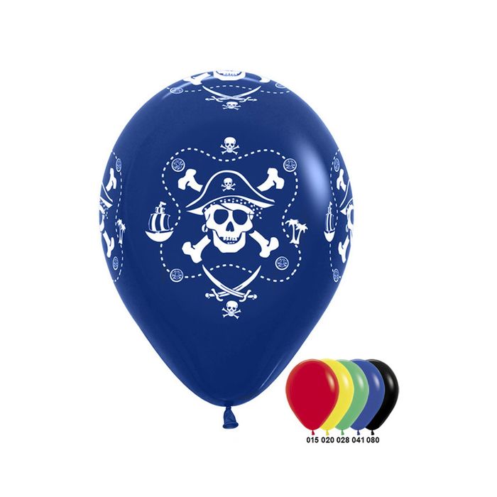 Шар латексный 12" "Пираты", 5-сторонний рисунок, пастель, набор 50 шт., цвета МИКС