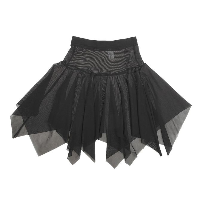 Юбка-сетка гимнастическая на кокетке с фигурным низом, размер 36, цвет чёрный
