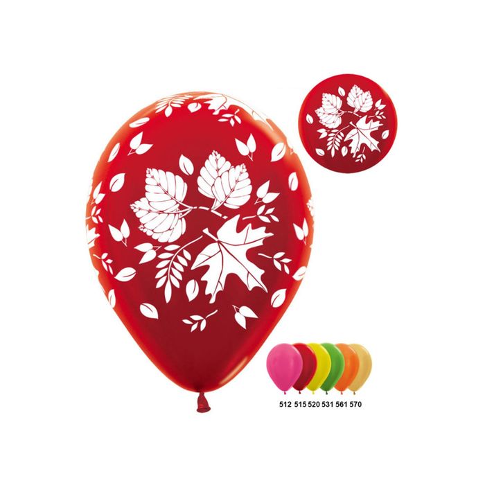 Шар латексный 12" "Осень", 5-сторонний рисунок, металл, набор 50 шт., цвета МИКС