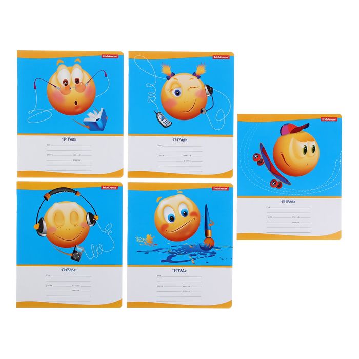 Тетрадь 18 листов клетка "Смайлик не унывает", картонная обложка, микс