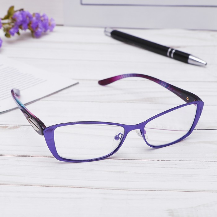 Очки "Бабочки" в металле, линза пластик антиблик, цвет МИКС, +2