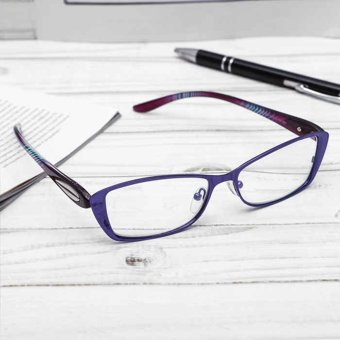 Очки "Бабочки" в металле, линза пластик антиблик, цвет МИКС, +2