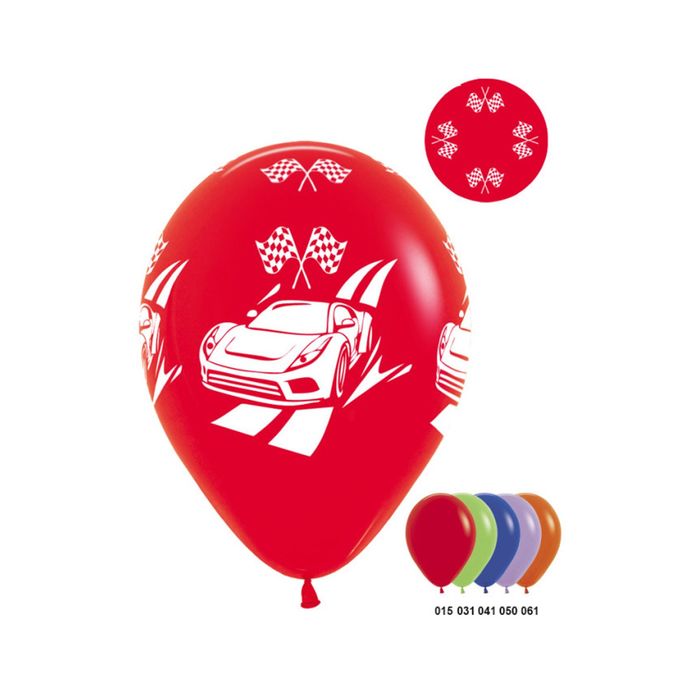 Шар латексный 12" "Спортивная тачка", 5-сторонний рисунок, пастель, набор 50 шт., цвета МИКС